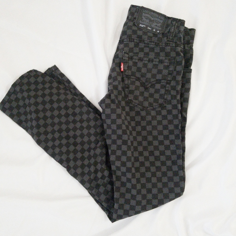 Boys checkerboard Levi pants